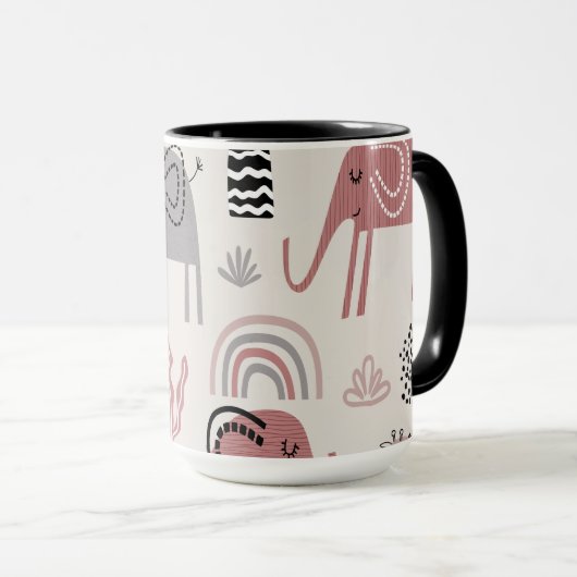 可愛カラフルい象とシームレスな模様 マグカップ (正面右)