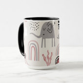 可愛カラフルい象とシームレスな模様 マグカップ (正面左)