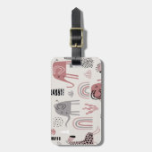 可愛カラフルい象とシームレスな模様 ラゲッジタグ (正面縦)