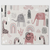 可愛カラフルい象とシームレスな模様 ラッピングペーパー (フラット)