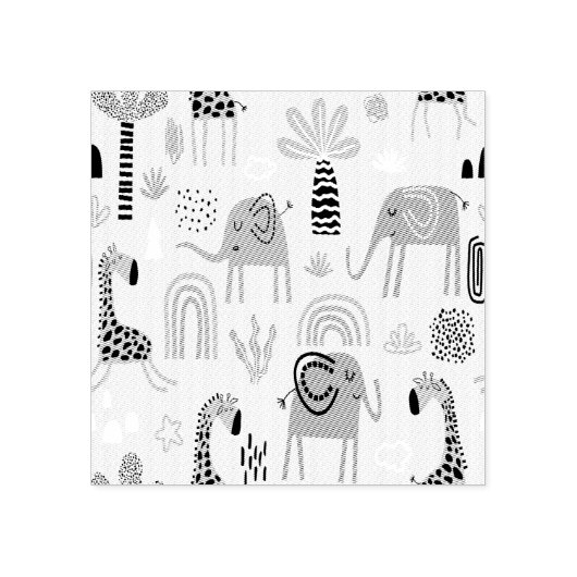 可愛カラフルい象とシームレスな模様 ラバースタンプ (インプリント)