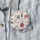 可愛カラフルい象とシームレスな模様 缶バッジ (インサイチュ)