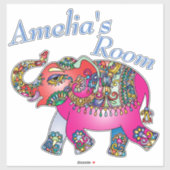 可愛カラフルい象キッズベッドルームドアまたは壁 シール (シート)