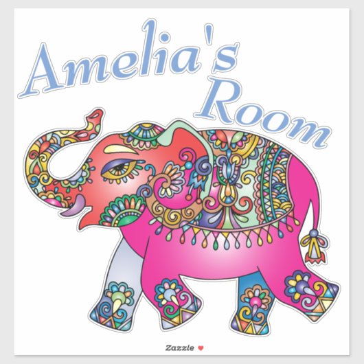 可愛カラフルい象キッズベッドルームドアまたは壁 シール (シート)