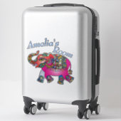 可愛カラフルい象キッズベッドルームドアまたは壁 シール (スーツケース)