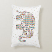 可愛カラフルい象フローラペイズリー アクセントクッション (裏面(縦))