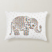 可愛カラフルい象フローラペイズリー アクセントクッション (裏面)