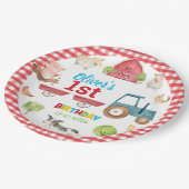 可愛カラフルい農園動物納屋周囲の庭1歳 ペーパープレート (アングル)