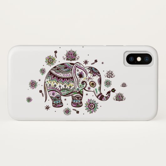 可愛カラフルい部族花象イラストレーション Case-Mate iPhoneケース (裏面(横))