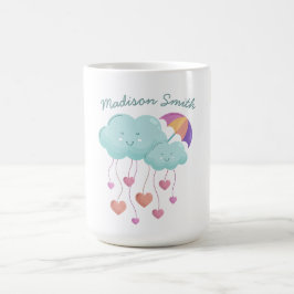 可愛カラフルい雲の傘 コーヒーマグカップ
