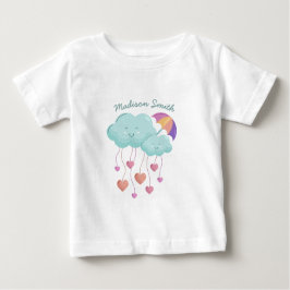 可愛カラフルい雲の傘 ベビーTシャツ