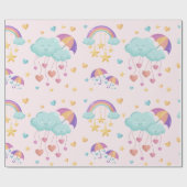 可愛カラフルい雲の傘 ラッピングペーパー (フラット)