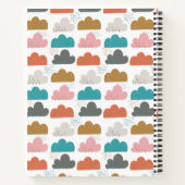 可愛カラフルい雲パーソナライズされたピンクターコイズ ノートブック (裏面)