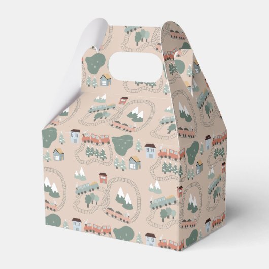 可愛カラフルい電車の車内子供の誕生日 フェイバーボックス (裏面サイド)