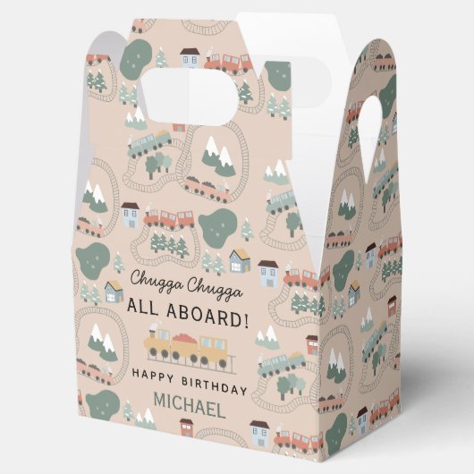 可愛カラフルい電車の車内子供の誕生日 フェイバーボックス (オープン)