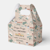 可愛カラフルい電車の車内子供の誕生日 フェイバーボックス (正面サイド)