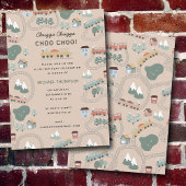 可愛カラフルい電車の車内子供の誕生日 招待状