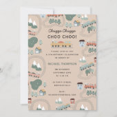 可愛カラフルい電車の車内子供の誕生日 招待状 (正面)