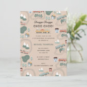 可愛カラフルい電車の車内子供の誕生日 招待状 (スタンド正面)