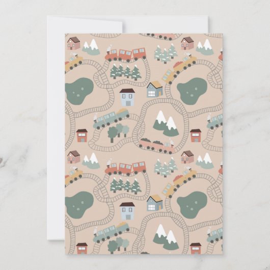 可愛カラフルい電車の車内子供の誕生日 招待状 (裏面)