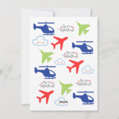 可愛カラフルい飛行機の雲、キッズバレンタインデー シーズンカード (裏面)