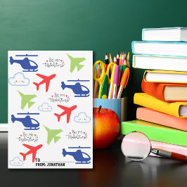 可愛カラフルい飛行機の雲、キッズバレンタインデー シーズンカード