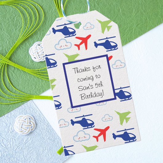 可愛カラフルい飛行機&クラウドアビエーターカスタム ギフトタグ