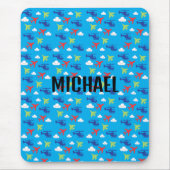 可愛カラフルい飛行機&クラウド、アビエーター、カスタム マウスパッド (正面)