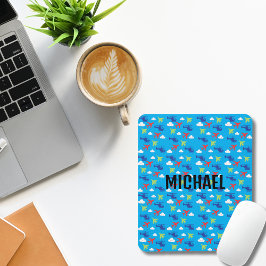 可愛カラフルい飛行機&クラウド、アビエーター、カスタム マウスパッド