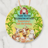 可愛カラフルい飼育動物赤い納屋ありがとう フェイバータグ (正面)