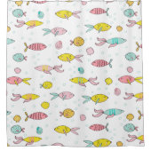 可愛カラフルい魚の柄 シャワーカーテン (正面)
