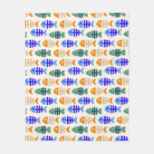 可愛カラフルい魚の骨柄 フリースブランケット (正面)