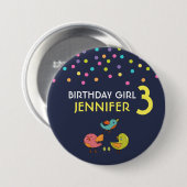 可愛カラフルい鳥お洒落の誕生日 缶バッジ (正面&裏面)