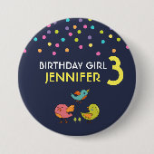 可愛カラフルい鳥お洒落の誕生日 缶バッジ (正面)