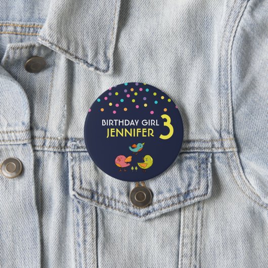 可愛カラフルい鳥お洒落の誕生日 缶バッジ (インサイチュ)