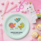 可愛カラフルい鳥お洒落トリオ赤ちゃんシャワー ペーパープレート (パーティー)