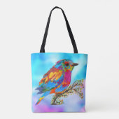 可愛カラフルい鳥のブランチトートバッグ トートバッグ (裏面)