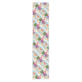 可愛カラフルい鶏の花柄 ショートテーブルランナー