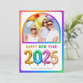 可愛カラフルい2025気球ハッピーニューイヤー写真 シーズンカード (スタンド正面)