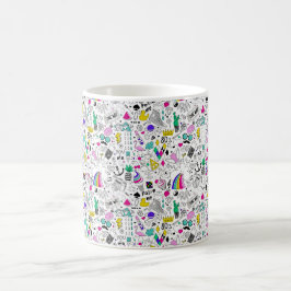 可愛カラフルい80s柄 コーヒーマグカップ