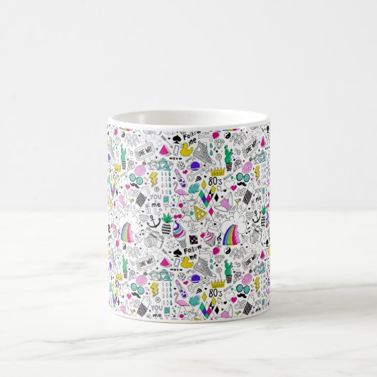 可愛カラフルい80s柄 コーヒーマグカップ (中央)