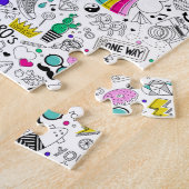 可愛カラフルい80s柄 ジグソーパズル (側面)