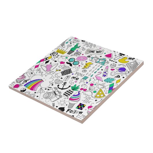 可愛カラフルい80s柄 タイル (側面)