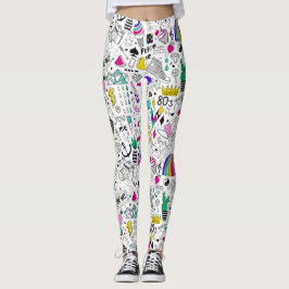 可愛カラフルい80s柄 レギンス