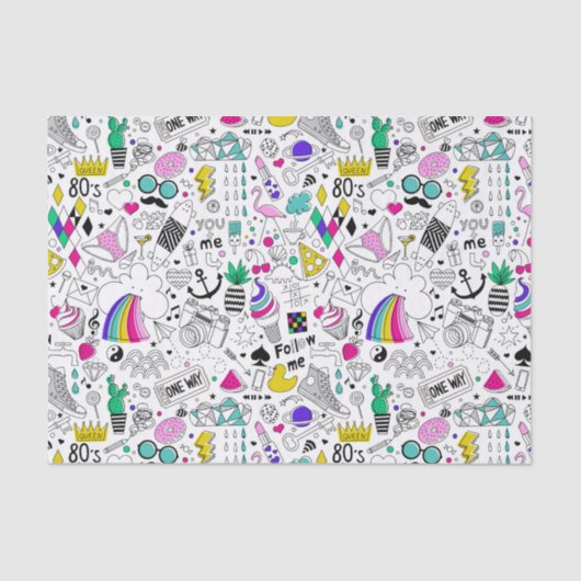 可愛カラフルい80s柄 薄葉紙 (正面)