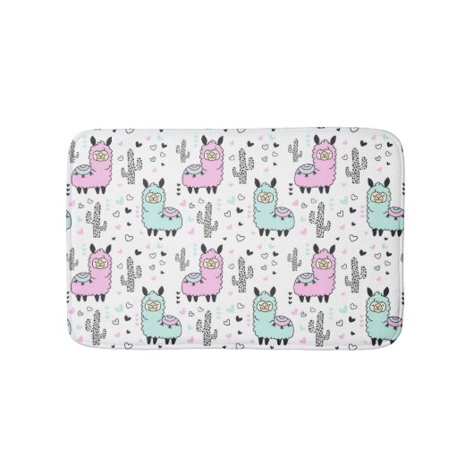 可愛カラフルい&ピンクLlamaキッズバスマット バスマット (正面)