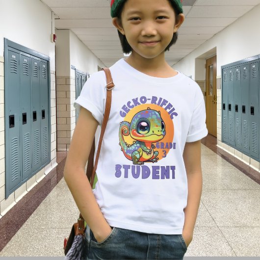 可愛カラフルいGecko学年の名前Gecko-riffic Tシャツ