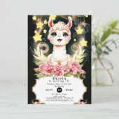 可愛カラフルらしいラマ誕生日 招待状 (スタンド正面)