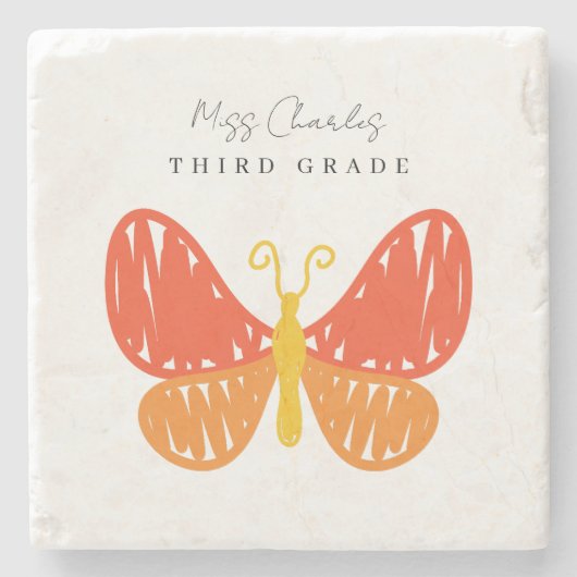 可愛カラフルモダンい先生鑑賞ギフト ストーンコースター (正面)