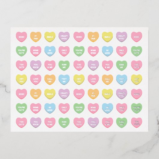 可愛ガーリーいおもしろいカスタム会話キャンディハート 箔シーズンポストカード (正面)